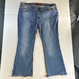 Zanadi Embellished Blue Jeans with Stretch and Slight Flare Size 24W Inseam 29”